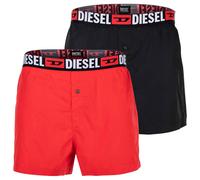 DIESEL Herren Web-Boxershorts, 2er Pack - UMBX-STARKTWOPACK, Baumwolle, Webgummibund Schwarz/Rot S