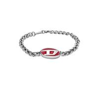 Armband DIESEL "Schmuck Edelstahl Armschmuck Zopfkette Panzerkette RED ENAMEL" Armbänder Gr. Edelstahl, rot (edelstahlfarben, rot) Diesel zu Hoodie, Shirt, Jeans, Sneaker, Underwear, Parfüm - Geschenk (20938861-0)