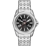 Quarzuhr DIESEL "Stinger 3-Hand", silber (edelstahlfarben, schwarz), Armbanduhren, Herren, Quarzuhr, Armbanduhr, Edelstahlarmband, analog (14441368-0) edelstahlfarben, schwarz
