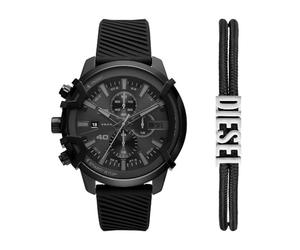 Diesel Herrenuhr Griffed Quarz/Chrono Uhrwerk 48 mm Gehäusegröße mit einem Silikonarmband DZ4650SET