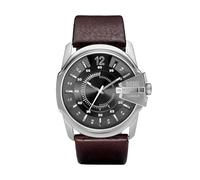 Diesel Herrenuhr Master Chief Dreizeiger, Gehäusegröße 46 mm, Edelstahluhr mit Lederarmband