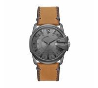 Diesel Herrenuhr Master Chief Dreizeiger, Gehäusegröße 46 mm, Edelstahluhr mit Lederarmband