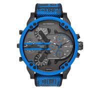 Diesel Herrenuhr Mr. Daddy 2.0, Chronographenwerk, 57 mm, schwarzes Edelstahlgehäuse, gemischtes Armband, DZ7434