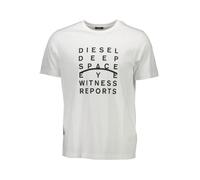 Diesel Kurzarmshirt Weiß Logo Rundhals - Größe: XL