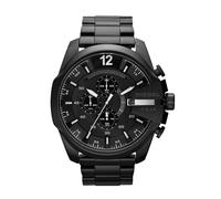 Diesel mega chief quarz schwarzem herren uhr mit schwarzem zifferblatt und edelstahl armband one_size Schwarz