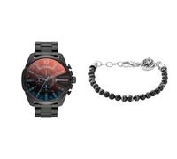Diesel Men's Mega Chief and Beads Bracelet, Black Stainless Steel, Set