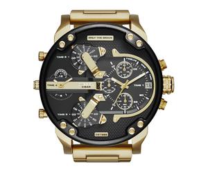 Diesel mr. daddy 2.0 quarz goldfarbenem herren uhr mit schwarzem zifferblatt und edelstahl armband one_size Gold