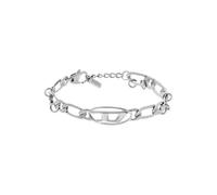 Diesel Oval D Logo Herren Silber-Ton Messing Armband, DX1599040