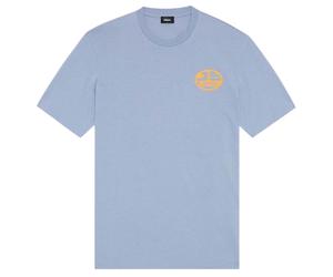 Diesel Oval DS Logo Stonewash Blaues T-Shirt 2XS