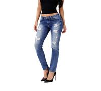 Diesel Rizzo 0848I Destroyed Damen Jeans Hose Slim Straight (DE/NL/SE/PL, Bundweite & Schrittlänge, 26, 30, Blau)