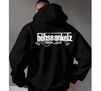 Dieser lässige Hoodie besticht durch einen minimalistischen Print mit den Motiven "Böhse Onkelz" und "Schöne Lieder". Die lockere Passform, der Kordel