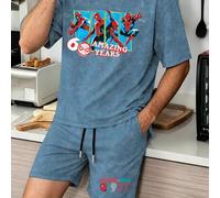 Dieses unisex Marvel Collaboration gewaschene T-Shirt und Shorts Set zeigt einen Retro-Nummer Spinne-Man Muster. Aus hochwertigem Material gefertigt,