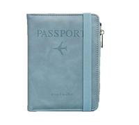 DIFLAX Reisepass Tasche Travel Wallet Organizer mit Reißverschluss Reisepasshülle mit RFID Blocker für Damen und Herren Reisezubehör Passport Tasche für Kreditkarten Ausweis Reisedokumente (Blau)