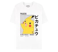 Difuzed Pokemon Pikachu Japanese Logo T-Shirt, Weiß, Large