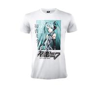 Difuzed T-Shirt Hatsune Miku. Offizielles Anime Waifu T-Shirt. Weißes T-Shirt. Unisex. Für Erwachsene und Jugendliche., Weiß, XXS