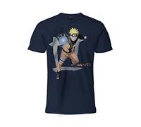 Difuzed T-Shirt Naruto Uzumaki mit Frontdruck. Marineblau. 100 % Baumwolle. Unisex. Offizielles Produkt. Erwachsenengröße, für Jungen., blau, S