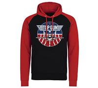 Difuzed Top Gun Offizielles Lizenzprodukt Top Gun Tomcat Baseball Kapuzenpullover (Schwarz-Rot), Large