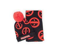 Difuzed Unisex Deadpool Symbol Bommel Schal Geschenk-Set Beanie Mütze, Mehrfarbig, One Size