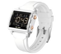 Digital Sportuhr Rechteckig Outdoor Wasserdicht Armbanduhr Transparent Große Zahl leuchtende ziffern mit Chronograph Stoppuhr Alarm Multifunktional Digitaluhr für Damen und Herren Gold Weiß Unique