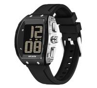 Digitale Armbanduhr für ältere Männer, großes Zifferblatt, leicht zu lesen, mit großem Zifferblatt, wasserdicht, für Outdoor-Sport, Schwarz Silber, gurt