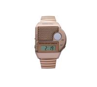 Digitale Armbanduhr mit großem Sprachknopf Metallzugband