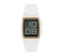 Digitaluhr ARMANI EXCHANGE, weiß (weiß, goldfarben), Armbanduhren, Herren, Digitaluhr, Quarzuhr, Armbanduhr, Damenuhr, Herrenuhr, Silikonarmband, digital (67915514-0) weiß, goldfarben