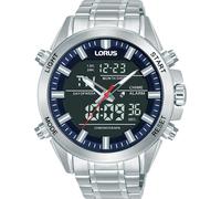Digitaluhr LORUS, silber (silberfarben, schwarz, blau), Armbanduhren, Herren, Digitaluhr, Quarzuhr, Armbanduhr, Herrenuhr, Edelstahlarmband, digital, analog (29051718-0) silberfarben, schwarz, blau