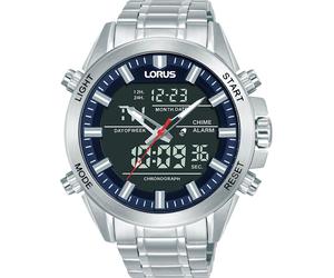 Digitaluhr LORUS, silber (silberfarben, schwarz, blau), Armbanduhren, Herren, Digitaluhr, Quarzuhr, Armbanduhr, Herrenuhr, Edelstahlarmband, digital, analog (29051718-0) silberfarben, schwarz, blau