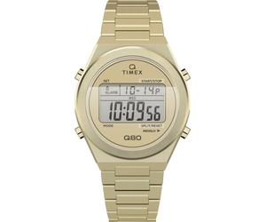 Digitaluhr TIMEX "CONTINENTAL Q80", gold (goldfarben), Armbanduhren, Herren, Digitaluhr, Quarzuhr, Armbanduhr, Herrenuhr,Edelstahlarmband,analog (41104017-0) goldfarben