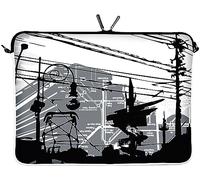Digittrade LS124-15 CityLife Designer MacBook Pro 15 Zoll Tasche aus Neopren bis 39,1 cm (15,6 Zoll) Mac Book Schutzhülle PC Computer Hülle Bag grau-weiß