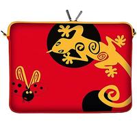 Digittrade LS145-15 Lady Beetle Designer Notebooktasche 15,6 Zoll (39,1 cm) Neopren Notebook-Hülle Sleeve Tasche Salamander Eidechse rot gold orange