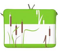 Digittrade LS148-13 Summer Designer Mac Book Tasche 13 Zoll Neopren passend als iPad Pro Case 12.9 bis 13.3 Zoll (33.8 cm) Air Bag Schilf Blume grün weiß braun