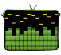 Digittrade LS154-13 Equalizer Designer Notebook Sleeve 13.3 Zoll (33.8 cm) aus Neopren Laptop Tasche 13 bis 14 Zoll Schutz-Hülle Musik grün schwarz gelb