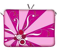 Digittrade LS155-13 Magic Rays Designer Mac Book Tasche 13 Zoll aus Neopren passend als iPad Pro Case 12.9 bis 13.3 Zoll (33.8 cm) Air Bag Muster rosa-pink