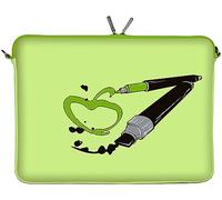 Digittrade LS164-13 Apple Pen Designer Mac Book Tasche 13 Zoll aus Neopren passend als iPad Pro Case 12.9 bis 13.3 Zoll (33.8 cm) Air Hülle Apfel grün