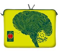 Digittrade LS166-17 IT-Brain Designer Laptop Tasche 17 Zoll Notebook Sleeve Hülle Schutzhülle Neopren bis 43,9 cm (17,3 Zoll) Bag Case Gehirn gelb-grün