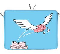 DIGITTRADE LS169-13 Timeout Designer Mac Book Tasche 13 Zoll Neopren passend als iPad Pro Case 12.9 bis 13.3 Zoll (33.8 cm) Air Cover Gehirn Vogel blau-rosa