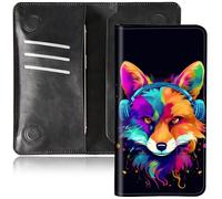 DIGTIALL Faltbare Geldbörse für Herren und Damen, doppelter Magnetverschluss, PU-Leder, lange Geldbörse, Clutch, mit RFID-Blockierung, Geld-Telefonfächer und Kartenfächer, Fox Listen Music, 7.76x4.33