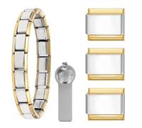 Dihope Italian Charm Bracelet Edelstahl 9mm Modular Italienische Armband Charms Set mit Tool DIY Italian Style Charms für Damen Mehrfarbig Abnehmbar Italian Glieder Mädchen Jungen Geschenk (S Gold)