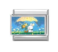 Dihope Italian Charm Bracelet Osterhase 9mm Silber Edelstahl Italian Style Charms Modular DIY Italian Charm Module Abnehmbar Häschen Italienische Armband Charms für Damen Mädchen Geschenk (Regenschirm