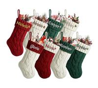Dihope Weihnachtsstrumpf Personalisiert mit Name 46cm große gestrickte Christmas Stockings Knit Nikolausstrumpf Nikolausstiefel zum Befüllen Nikolaussocken Hängende Weihnachtssocken Kamin Deko (B)