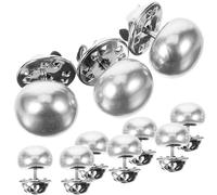 DIKACA 10 Stück Perlmutt Knöpfe ohne Nähen für Damenhemden Broschennadeln aus Metall mit Perlen Dekorative Sicherheitsverschluss Pins für Kleidung und Westen