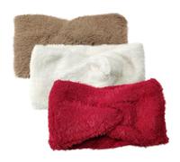 DIKACA 3 Stück Teiliges Warmes Weiches Strickstirnband mit Knoten Breites Winterhaarband für Mädchen Elastischer Ohrwärmer Vielseitiges Komfortables Accessoire in Weiß Rot und Khaki