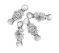 DIKACA 4stücke Schalclips im Retro-stil Kordelclips für Damen Pulloverkragenclip mit Floralen Mustern Schalbrosche für Strickjacken und Kleider Kragenverschlussclip aus Galvanisiertem