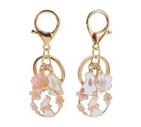 DIKACA Blumen Schlüsselanhänger aus Zinklegierung mit Kaninchenmotiv 2 Stück Hängendes Schlüsseldekor für Autoschlüssel und Taschen Langlebiger Hasen Schlüsselanhänger