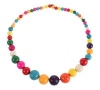 DIKACA Boho Holzperlenkette für Damen Lang und Klobig Leichte Ethno Halskette mit Mehrfarbigen Perlen Modisches Festival und Partyaccessoire im Sommerlichen Vintage Stil