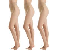 DIKER 3er-Pack Strumpfhosen Damen,Strumpfhosen für Damen 20 DEN Feinstrumpfhose Damen Transparent Mattes Finish Seidig Weich, Verstärkte Fußspitze, Hautfarben