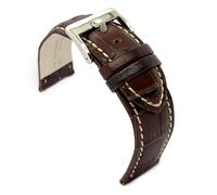 diloy Sportliches gepolstertes Uhrenarmband Rindsleder Krokoprägung quadratisch - Größen 14mm 16mm 18mm 20mm 22mm 24mm 26mm 28mm 30mm - Elegant und widerstandsfähig 368 Marron y Blanco 28mm