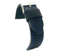 diloy Uhrenarmband Rindsleder glatt perforiert Rallye Racing Vintage - Kontrastnähte schwarz weiß rot blau - Größen 20mm 22mm 24mm - Schwarz - Sportlich klassisch 398 Schwarz Und Blau 20mm