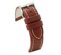 diloy Uhrenarmband Rindsleder mit Bison-Prägung und weißer Naht - Sportlicher Stil - Für robuste Uhren - Größen 18mm 20mm 22mm 24mm 26mm - Schwarz oder Braun 376 Mittleres Braun 26mm